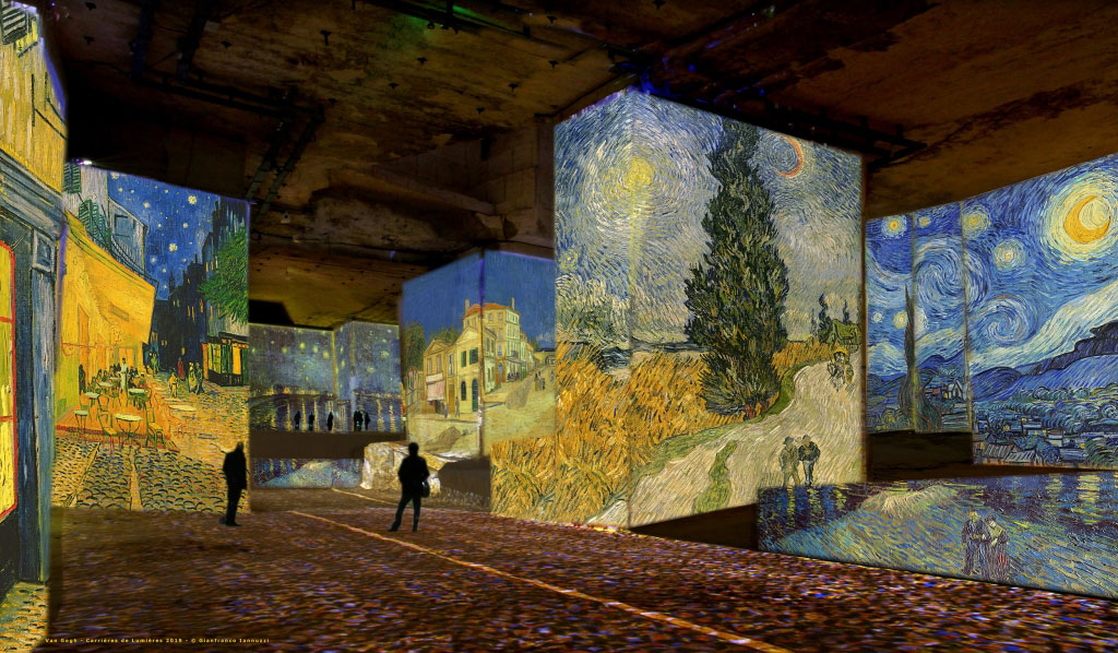 Simulation exposition "Van Gogh, La nuit étoilée" aux Carrières de Lumières